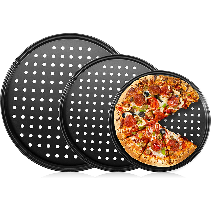 Padelle per pizza riutilizzabili all'ingrosso da 16 pollici Vassoio per pizza in alluminio con fori