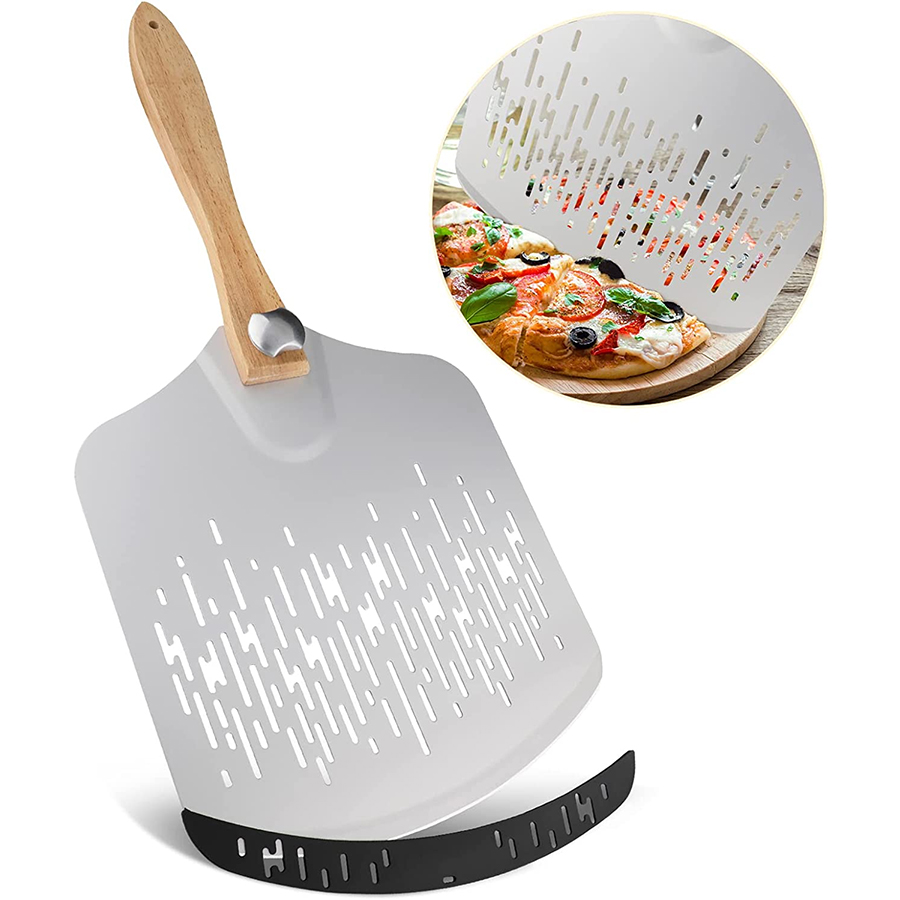 Restaurante Bandejas de masa de pizza de madera de aluminio anodizado de 14 pulgadas