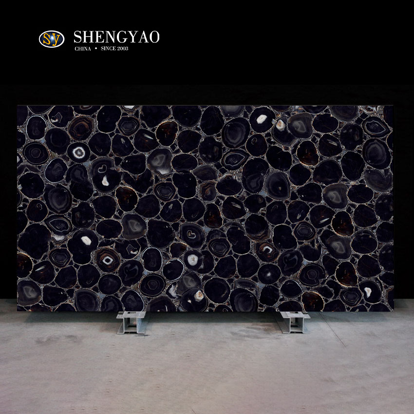 China Luxus Polieredelstein Black Achat Slab & Tile