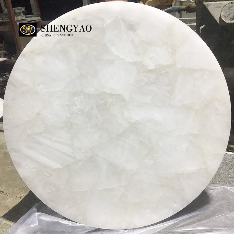 Kundenspezifische runde weiße Kristalltischplatte