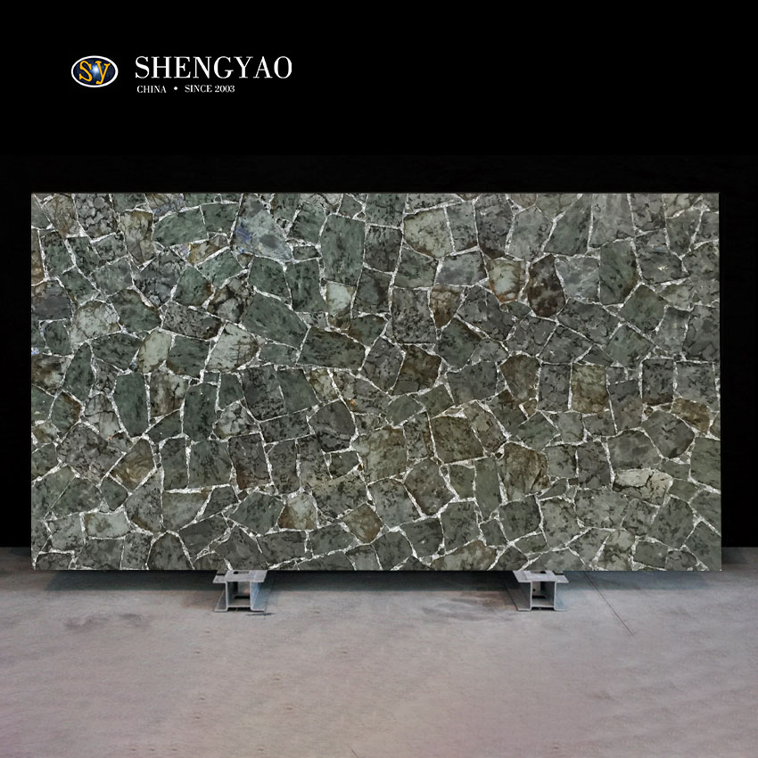 天然拉长石大板加金箔|中国宝石板供应商