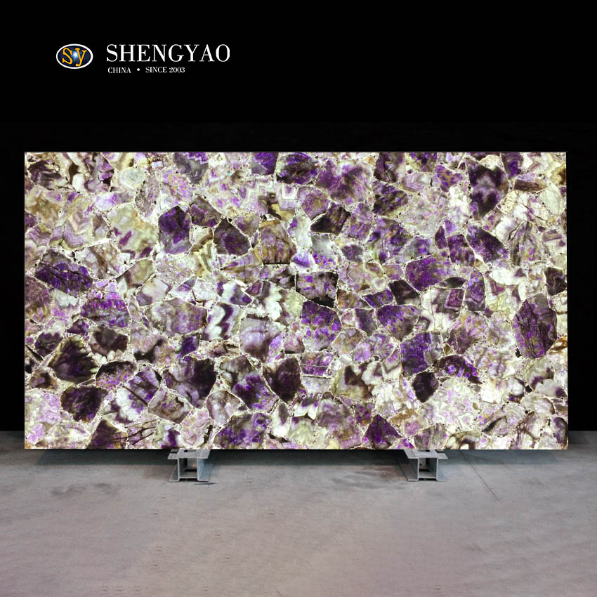透光宝石紫水晶大板,半宝石大板制造商