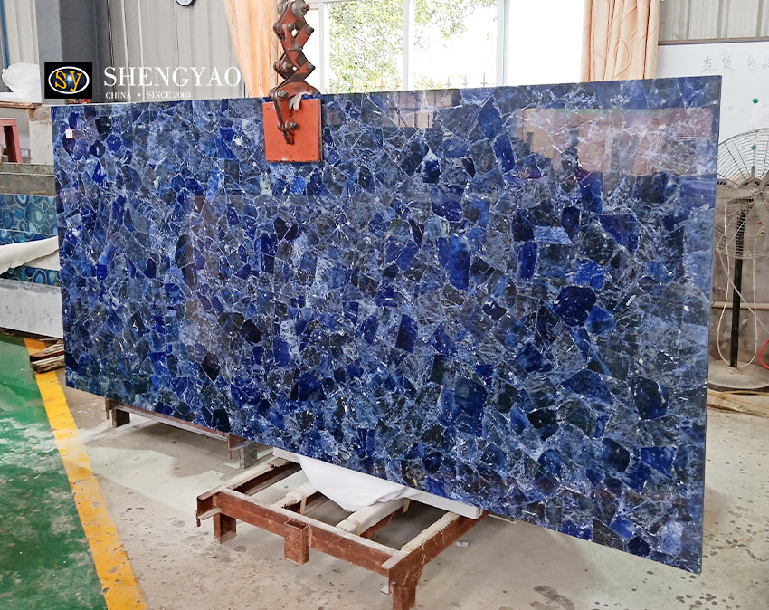 Piedra de lujo de la losa del granito del jaspe azul de la sodalita para la decoración de la pared