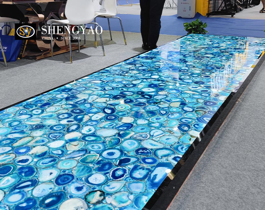 precio de fábrica losa de ágata azul para piso