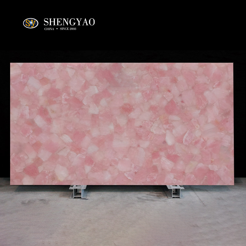 تلميع لوحة الحائط الكوارتز الوردي شبه الكريمة بلاطة