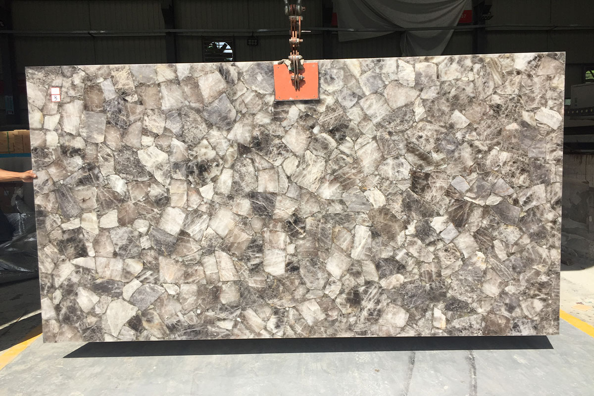 smoky quartz gemstone slab