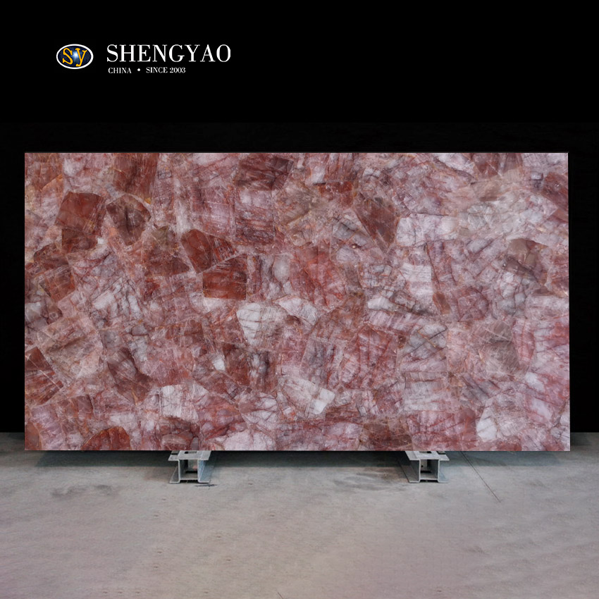 تخصيص ألواح الكوارتز الأحمر الهيماتويد النار الكوارتز ، بلاطة الحجر شبه الكريمة المصنعة الصين