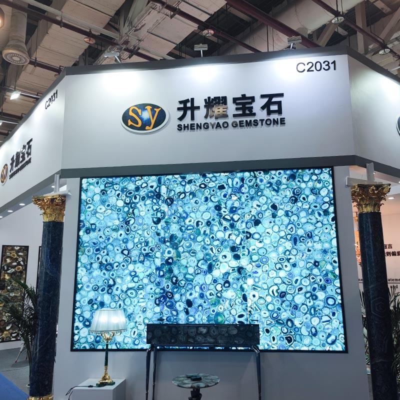 Blue Agate Wall Panel Factory Price,Semi Precious Stone Slab Supplier China