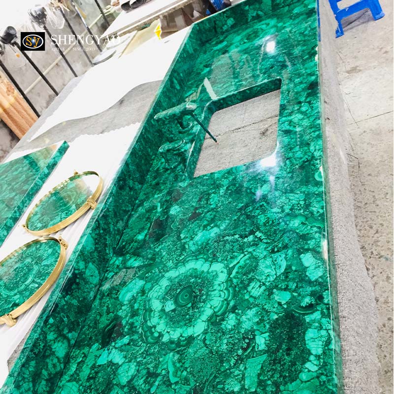 Натуральный зеленый малахитовый туалетный столик, умывальник/раковина для ванной комнаты из полудрагоценного камня