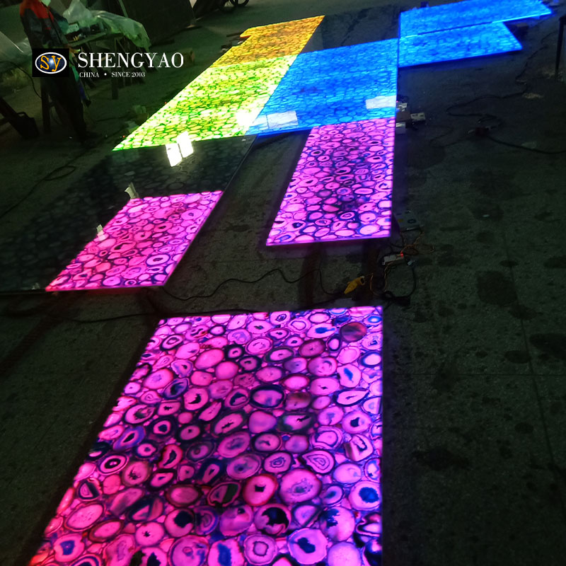 Backlit Translucent Color Changing Agate Stone Slab For Wall/Floor/Countertop/Table Top
