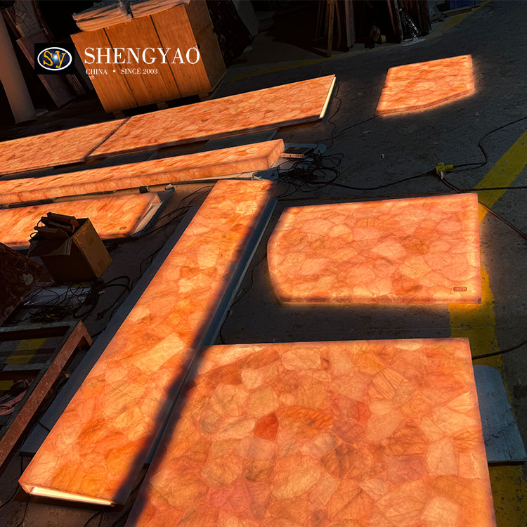 Application Of Rose Quartz Slab,Kitchen Countertop Barthroom Vanity Sink