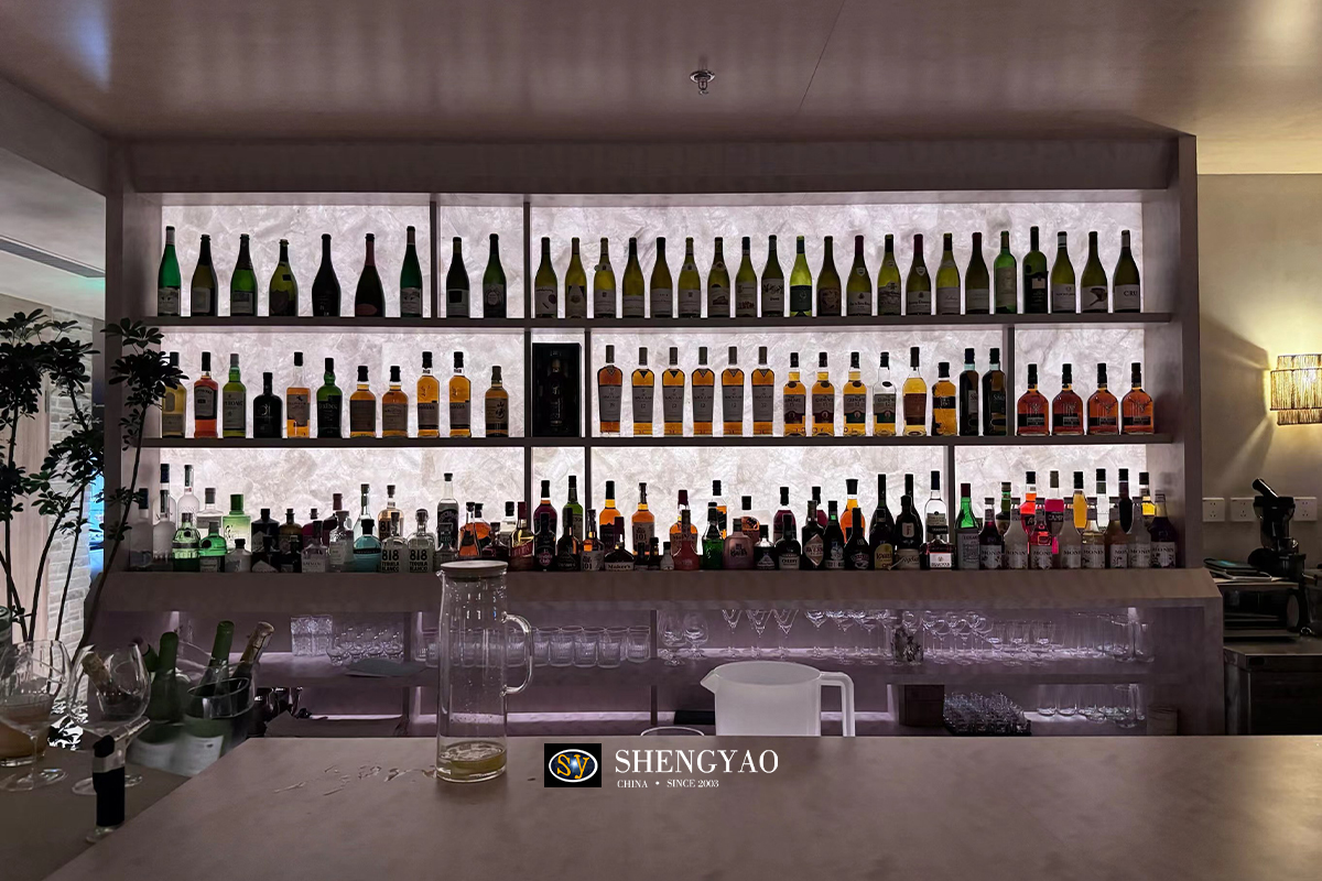 backlit white semi precious stone wall panel