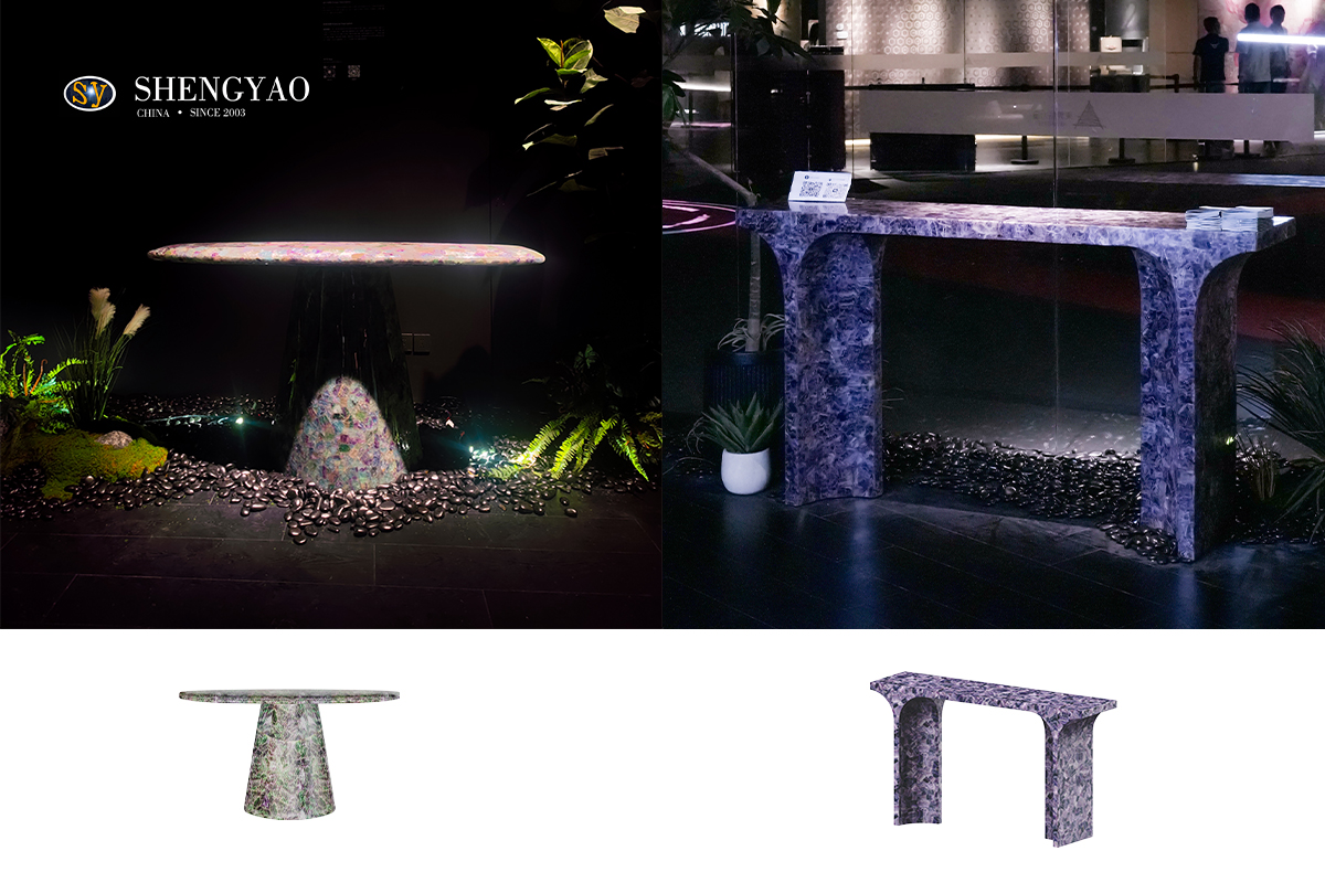 semi precious stone entrance table