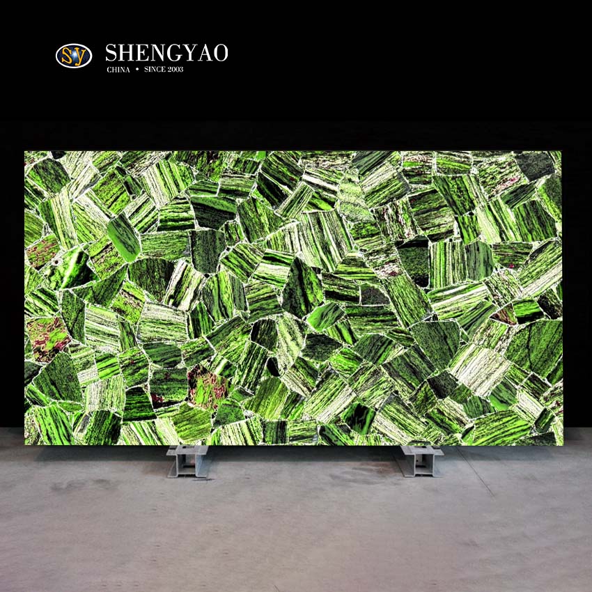 Backlit Green Emerald Slabs,Translucent Semi Precious Stone Slabs Manufacturer