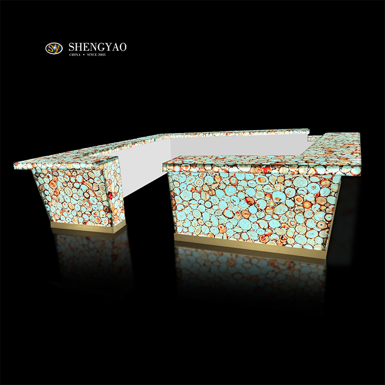 Backlit Spider Silk Yellow Agate Bar Counter