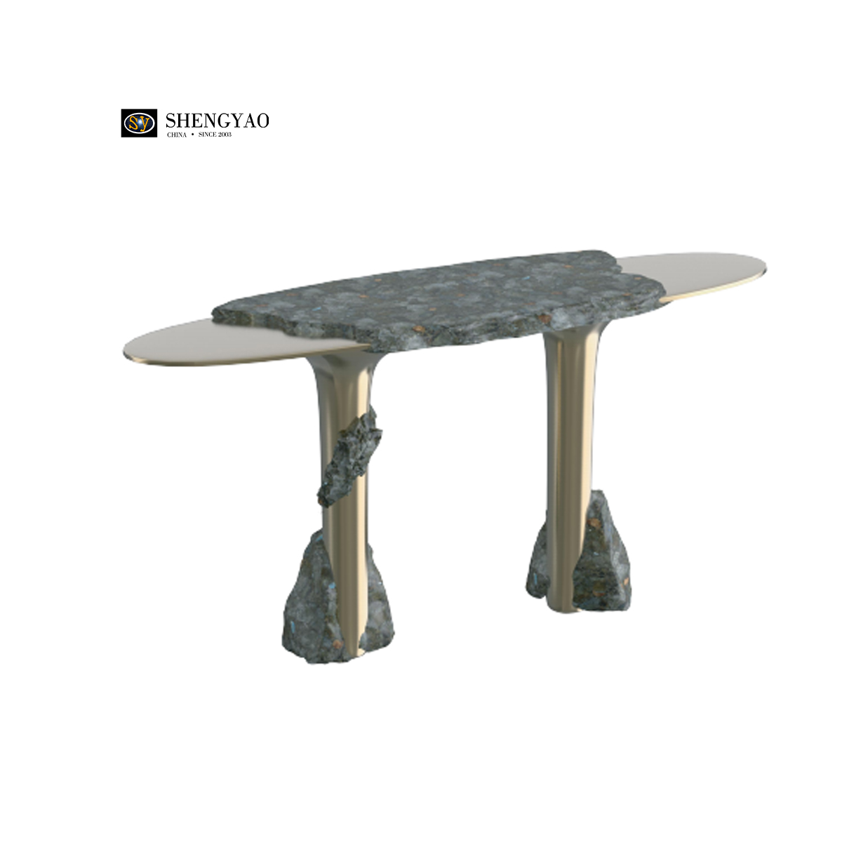 Labradorite Canyon Console Table,Luxury Gemstone Furniture