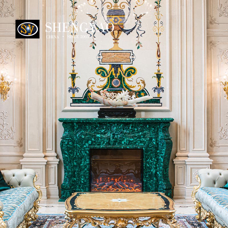 Malachite Fireplace, Luxury Villa Furniture