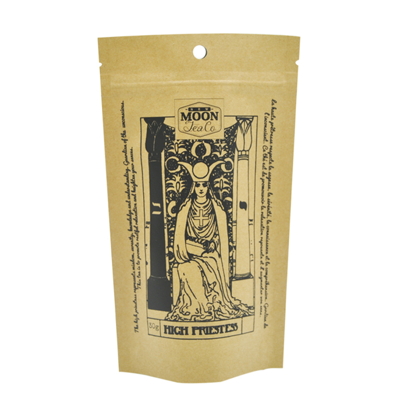 Resealable Brown Kraft Paper Biodegradable Standing Up Packaging Bag With Zipper
