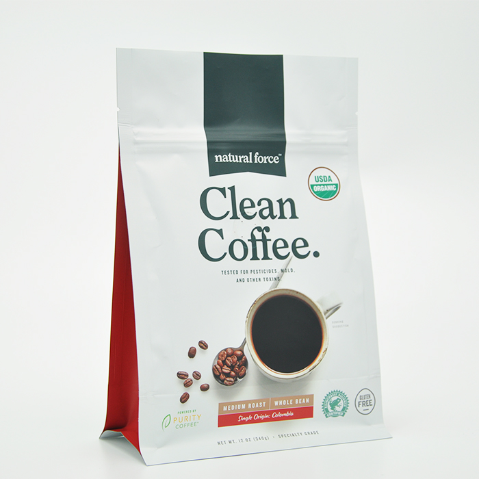 Customized Label Plastic One Way Valve Roasted Bean Flat Bottom Coffee Empty Bag Packaging