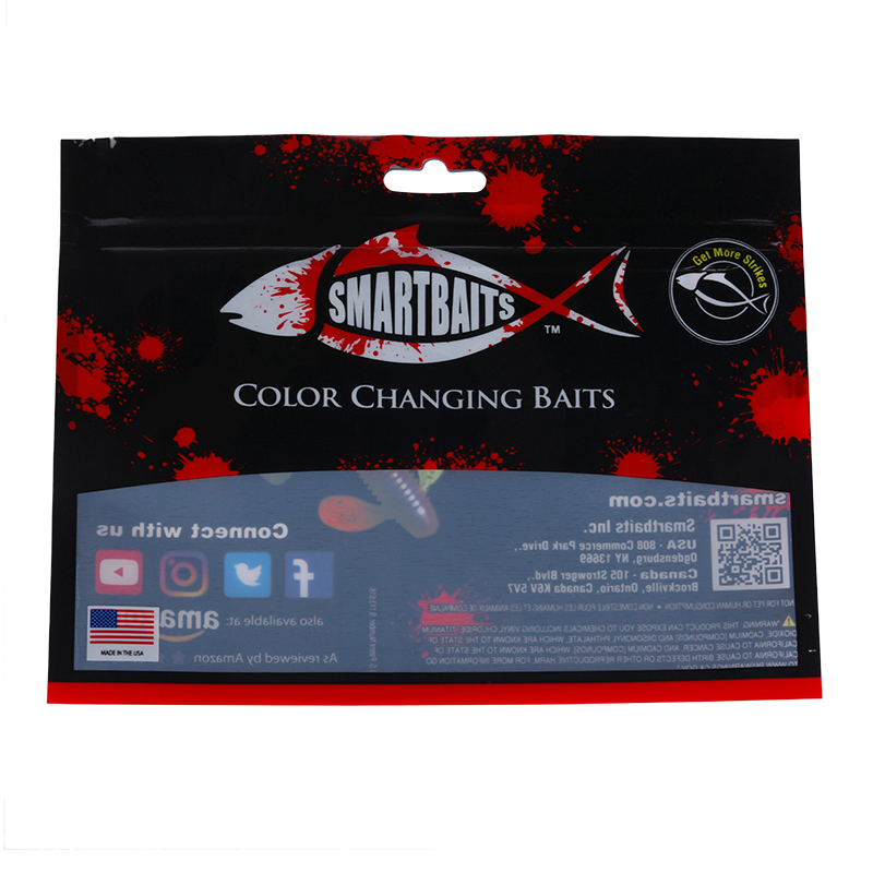 Factory customized print fishing worm bait fishing bait packing fishing lure pack zipper bags