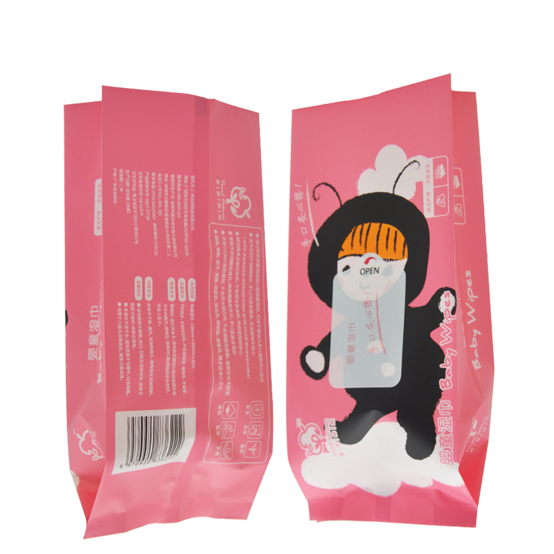 Custom Plastic Packaging Baby Water Wet Tissue Paper Napkins Pouch Bag With Resealable Sticker