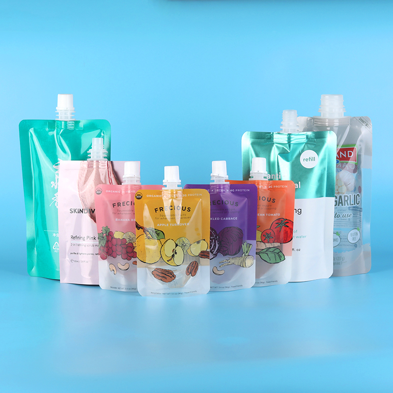Custom Stand Up Spout Pouch Reusable Plastic Flexible Packaging Spout Pouch
