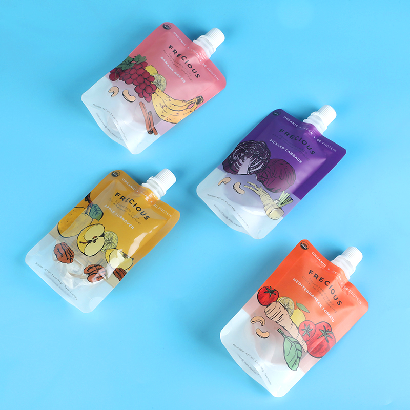 Custom printing liquid bag honey spout pouch juice doypack with window