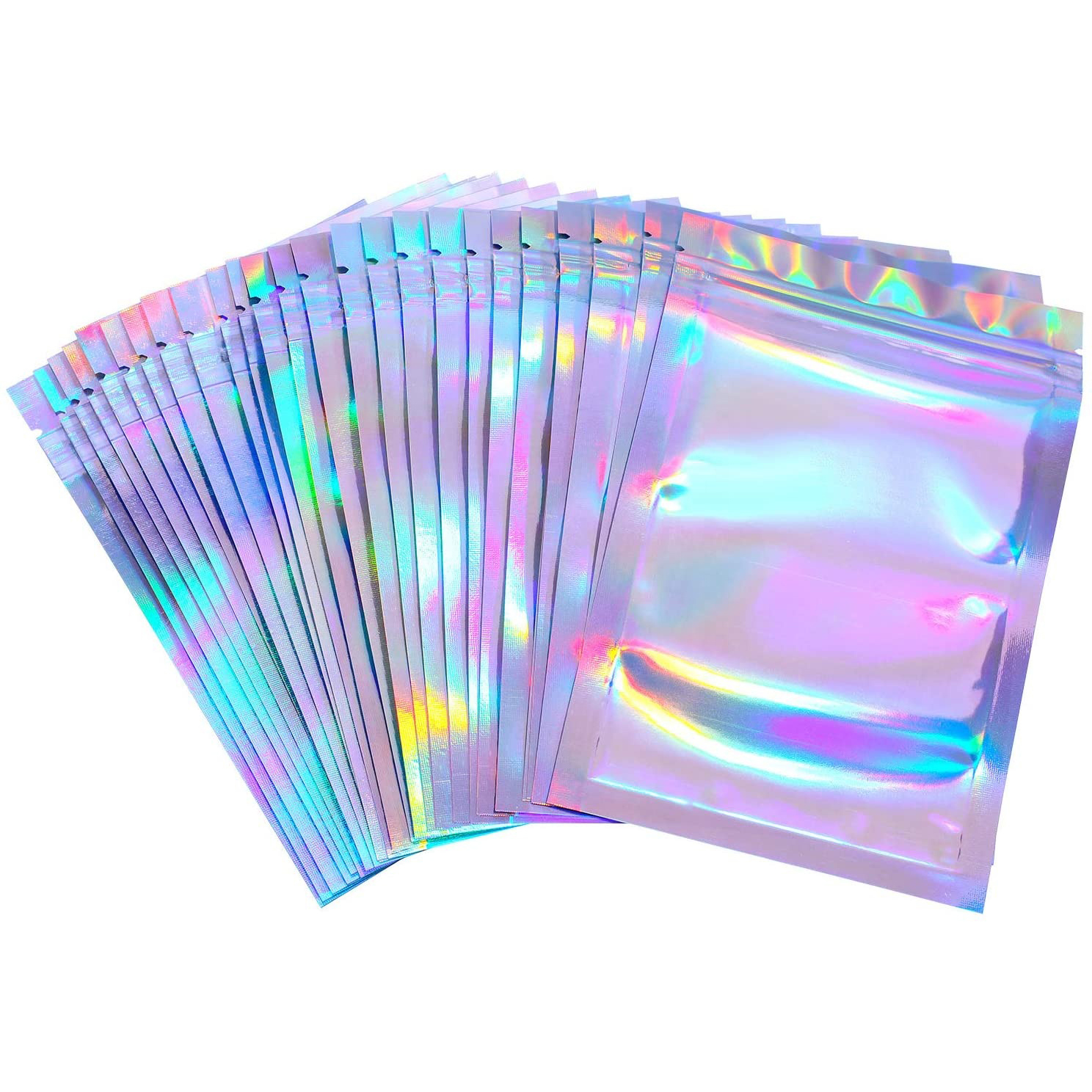 Laser Rainbow Hologram With Holographic Packaging Printed Packing Zipper Bag