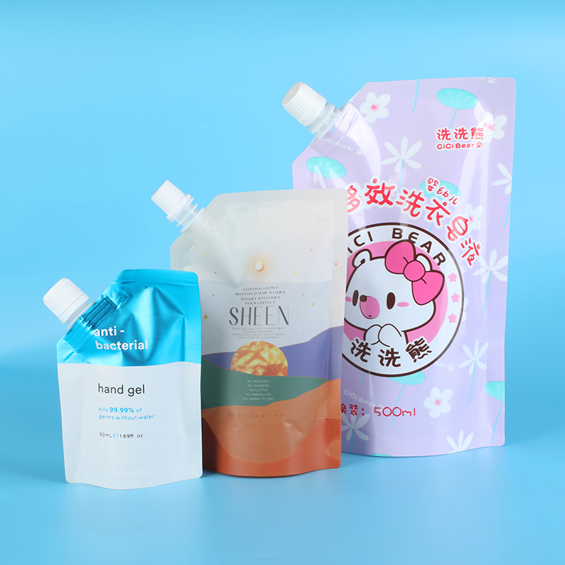 custom refillable plastic packaging pouch spout bag with cap
