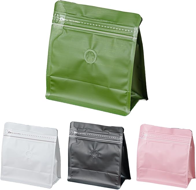 Coffee Bags With Valve Coffee Beans Bag with Heat Sealable Zipper Pouches and Valve Black Yellow Coffee Beans Home Storage Bags