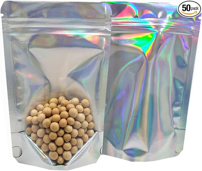 Resealable Zipper Self Seal Clear Plastic Aluminum Foil Bag Flat Heat Sealable Small Food Storage Bags with Tear Notch Hang Hole