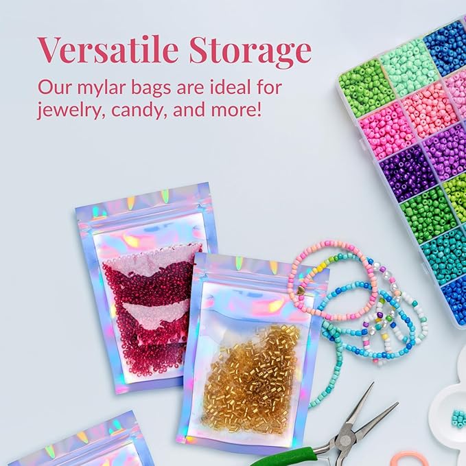 Mylar Bags Food Storage, Coffee Storage, Candy Bags Resealable Mini Ziplock Bags for Small Business Packaging