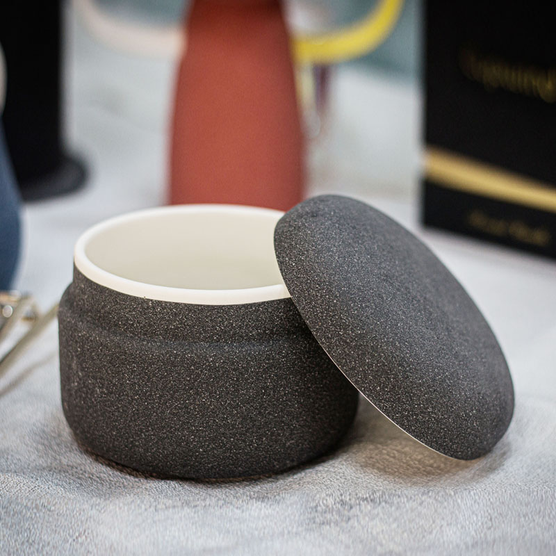 Black Ceramic Candle Container With Lid