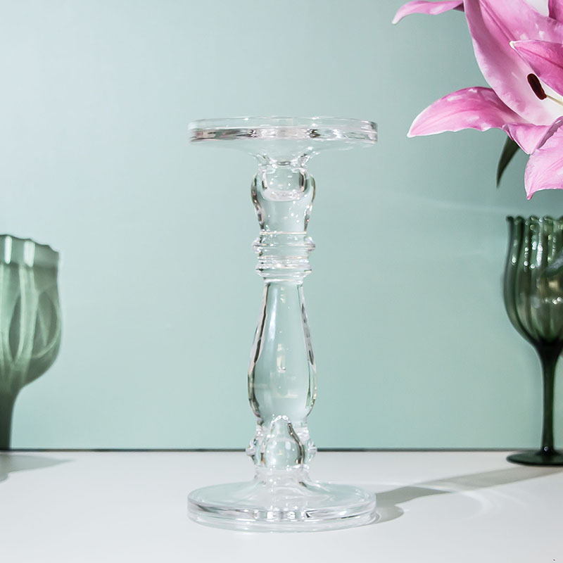 Handmade Bubble Glass Pillar, Taper, Candlestick Candle Holder D 5.11