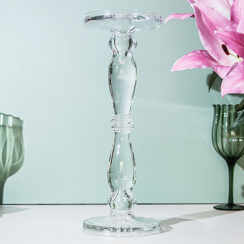 Bubble Glass Pillar, Taper, Candlestick Candle Holder D 5.11