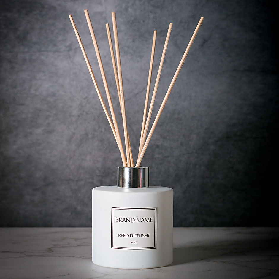 Round White Reed Diffuser Glass Bottle 6oz