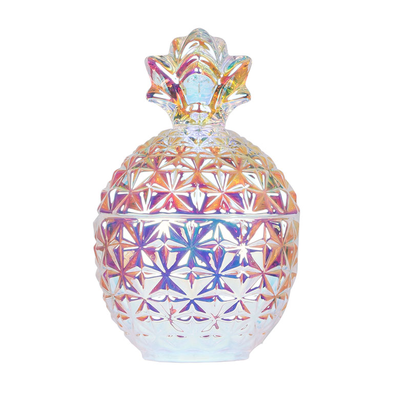 Pineapple Candle Holder Glass Jar Iridescent Glassware 4.5oz