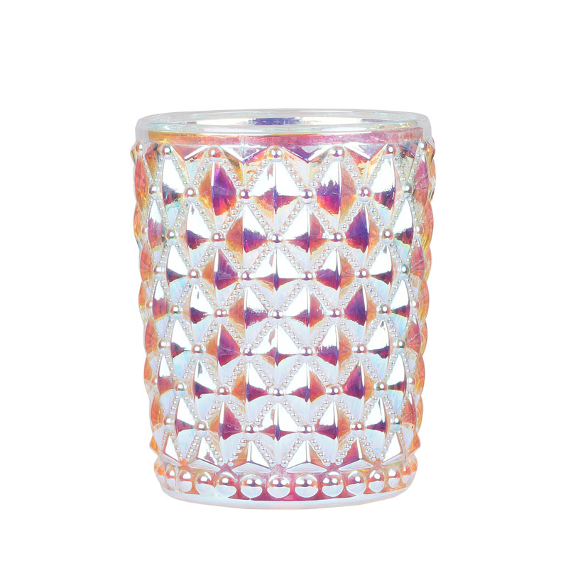 24oz Iridescent Glass Diamond Scented Candle Holder