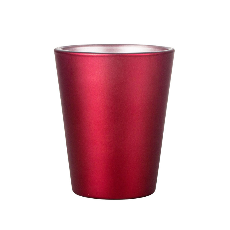 14oz Taper Shaped Glass Scented Candle Holder Christmas Red Spraying