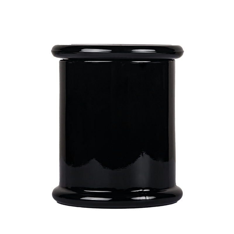 Black Metro Glass Candle Jar With Lid 12.5oz Empty