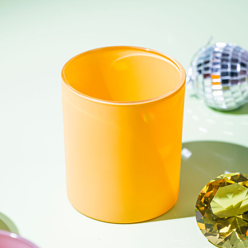Yellow Colored Votive Glass Candle Jar For Sunflower Scents