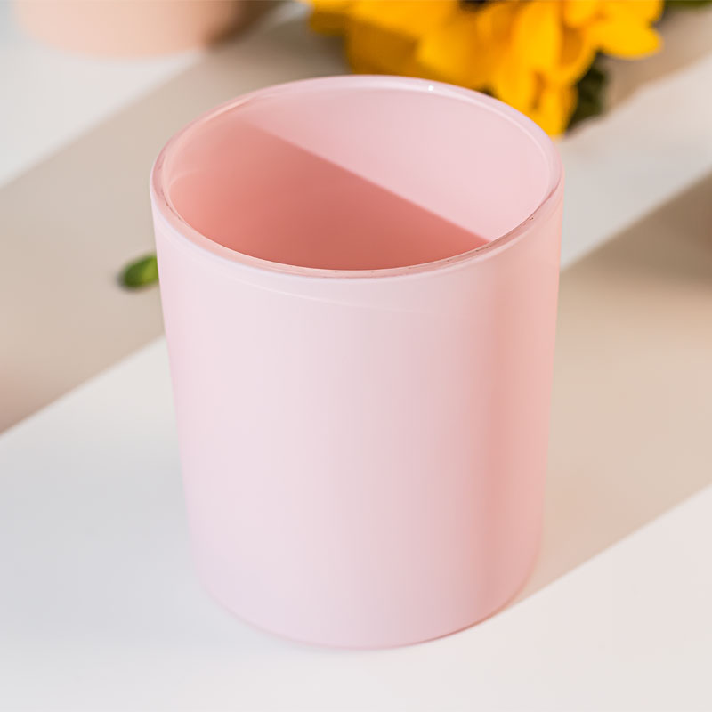 Lovely 8oz Pink Candle Glass Jar For Peach Scented Candles
