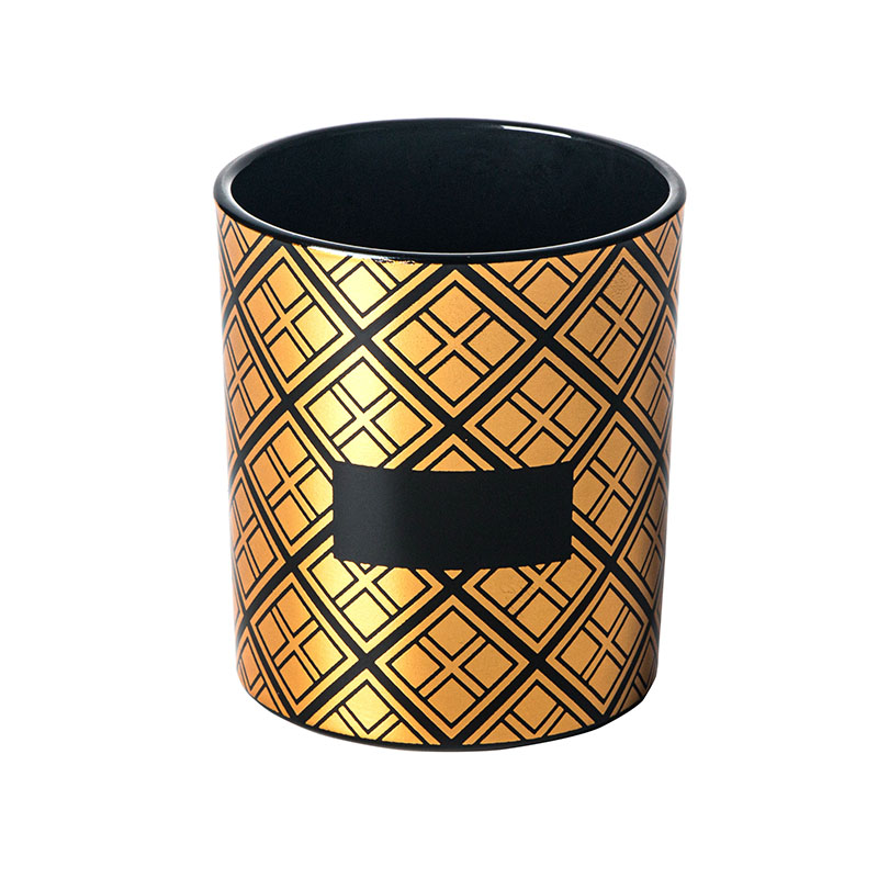 Gold Foiling Decal Candle Glass Jar 30cl Black