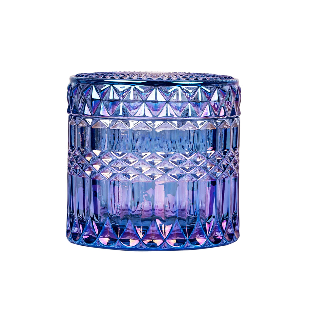 Candle Supplies Empty Glass Candle Jar with Iridescent Color Sprays for Scent Candle Apple Blue Clover