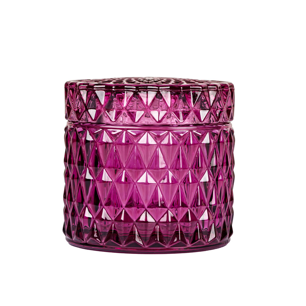 Embossment Votive Candle Jar with Lid Wholesale Santiago Huckleberry