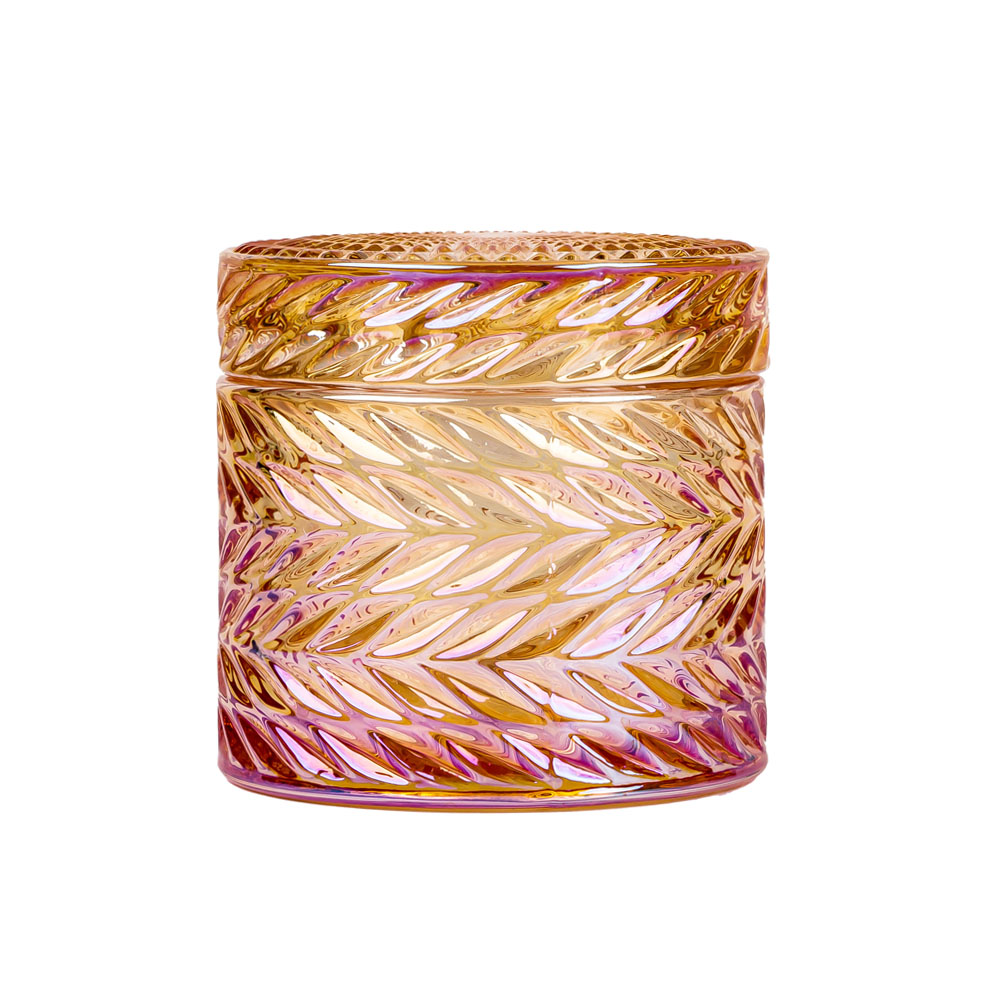Textured Candle Glass With Lid Wholesale