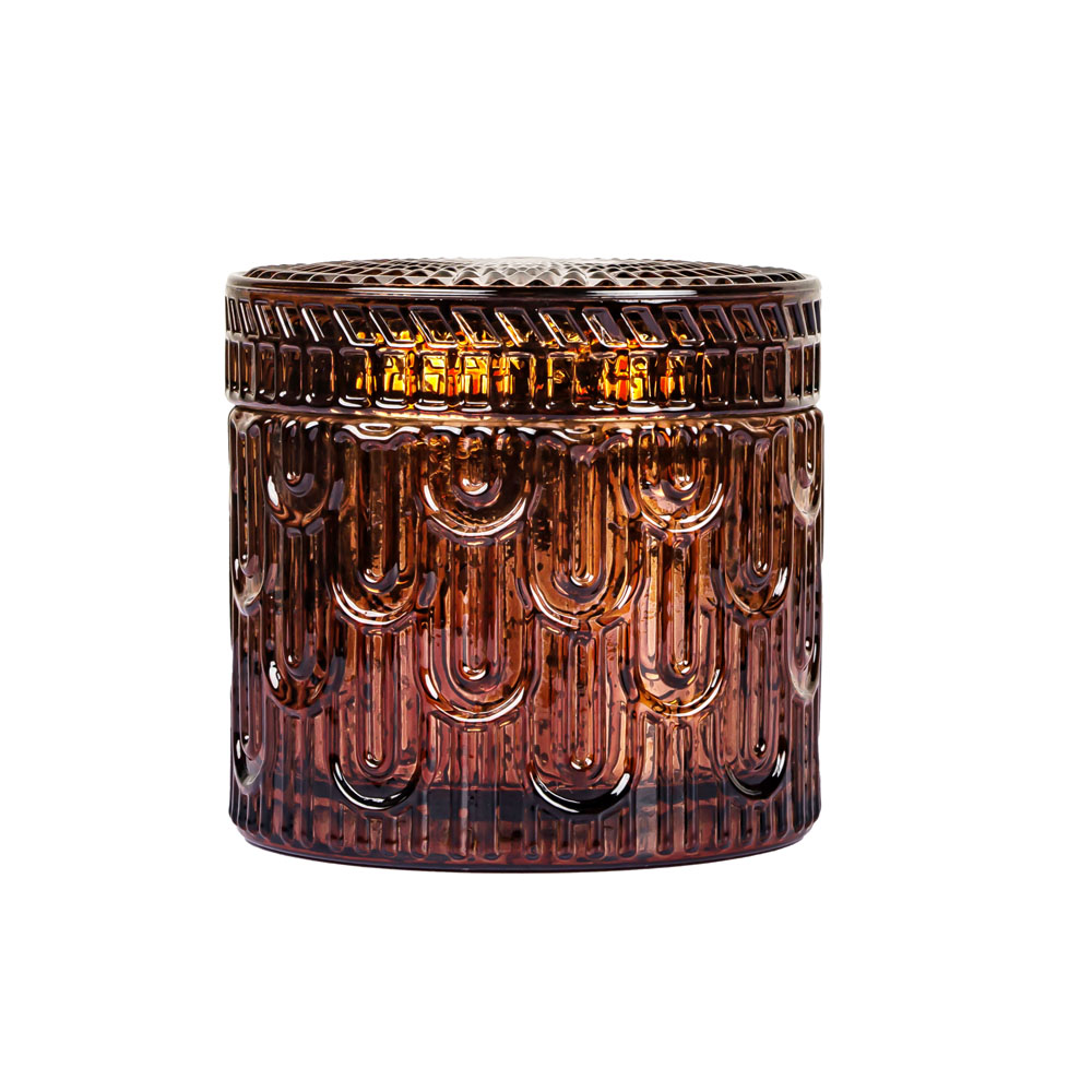 Mercury Amber Glass Container With Lid For Candles Making