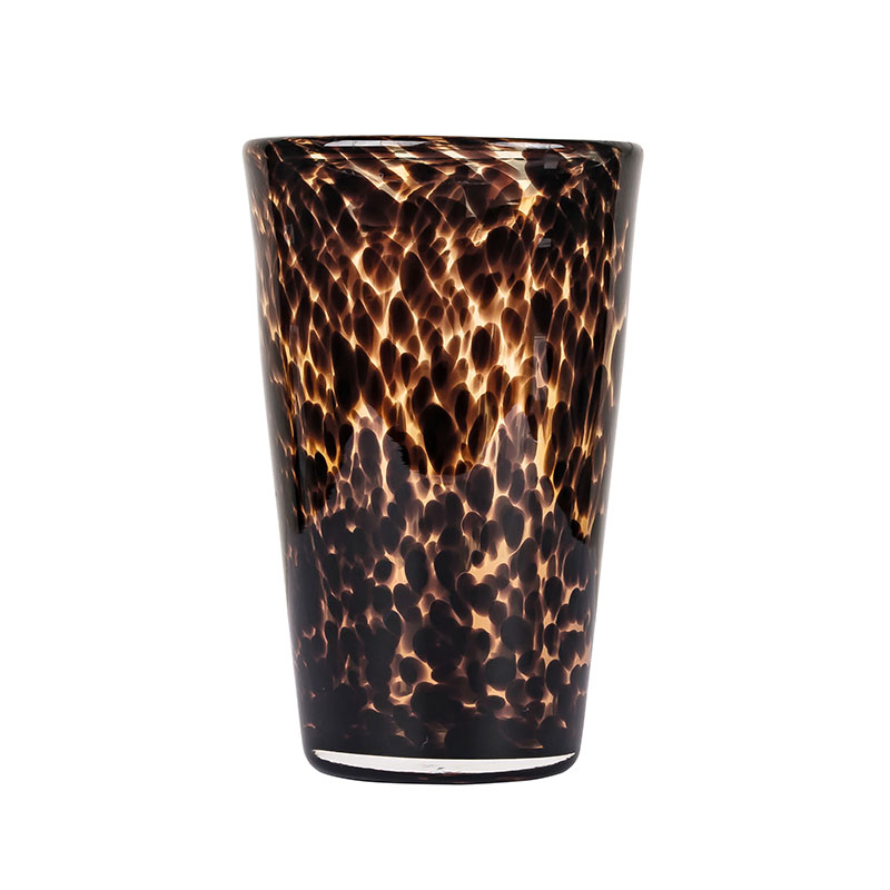Handmade Taper Glass Candle Jar Brown Black Animal Print For Home Deocr
