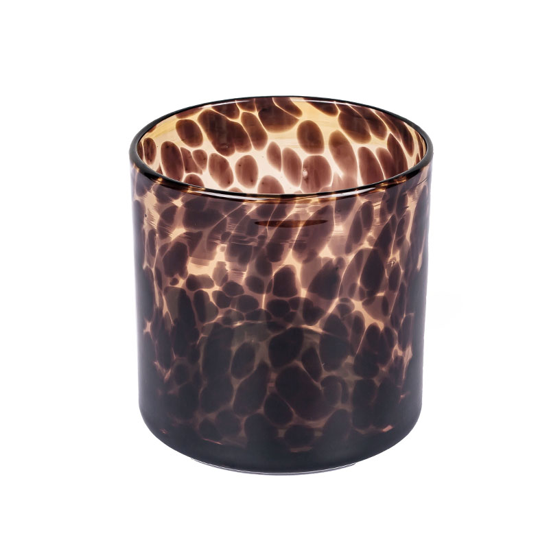 Leopard Spotted Brown Black Candle Container For Soy Wax