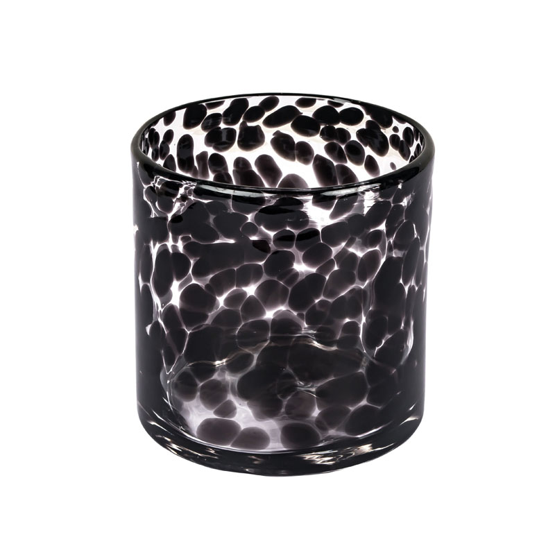 Leopard Spotted Smoke Black Glass Votive Tealight Candle Holders For Modern Home Decor
